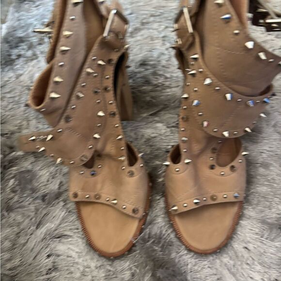 LAURENCE DACADE Deric Studded heels open toe Block Sandals dress spike shoes - Picture 6 of 12